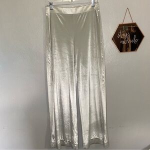 White House Black Market Silver Wide Leg Pants